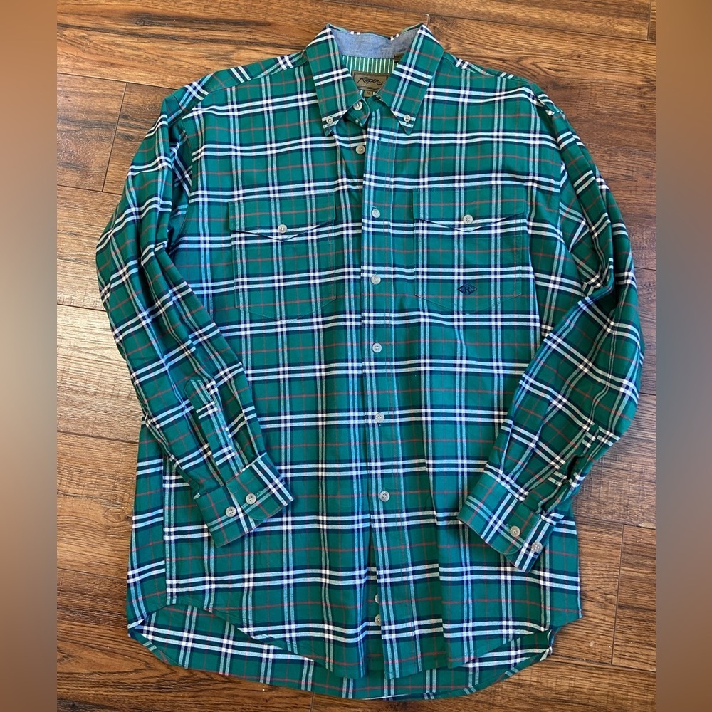 Roper Shirt Mens M Long Sleeve Button Green Blue Red Plaid Cotton Western
